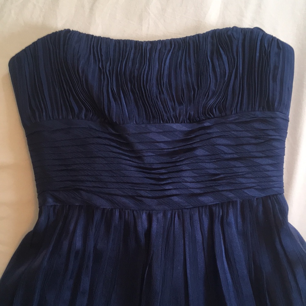 BCBG MAXAZRIA blue 100% silk strapless dress - Picture 3 of 6